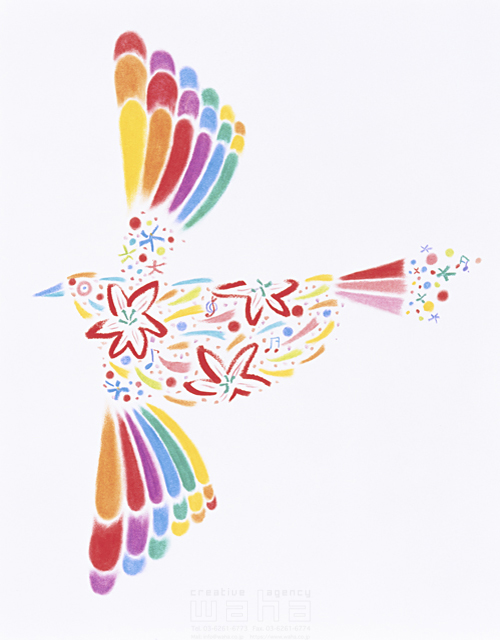 色鉛筆 アナログ カラフル ハート 幸福 鳥 飛ぶ イラスト作品紹介 イラスト 写真のストックフォトwaha ワーハ