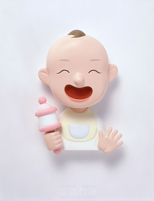 イラスト＆写真のストックフォトwaha（ワーハ）　人物、赤ちゃん、子供、笑顔、楽しい、幼児、遊ぶ、表情、元気、クラフト、立体、粘土　キムラ 拓　5-0556c