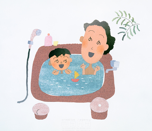 人々 家族 親子 大人 子供 女性お母さん 男の子 入浴 お風呂 クラフト イラスト作品紹介 イラスト 写真のストックフォトwaha ワーハ カンプデータは無料