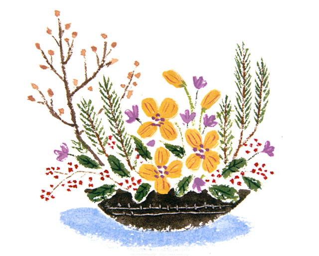イラスト＆写真のストックフォトwaha（ワーハ）　絵の具、植物、花、生け花、インテリア、趣味、寄せ植え　サトー・ノリコ　5-2103b