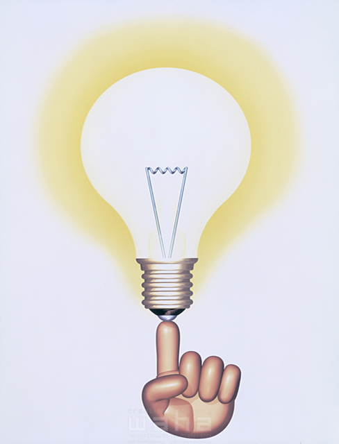 指差し 電球 光る ひらめき 考える 手 発明 エコ エネルギー 電気 指 アイデア イラスト作品紹介 イラスト 写真のストックフォトwaha ワーハ カンプデータは無料