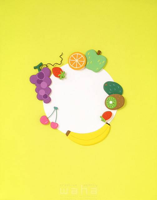イラスト＆写真のストックフォトwaha（ワーハ）　立体、クラフト、食材、素材、果物、フルーツ、食、健康、美容、ビタミン、手芸、ホワイトボード、メッセージボード、食器、テーブル、額　サキ ナオコ　6-0556b