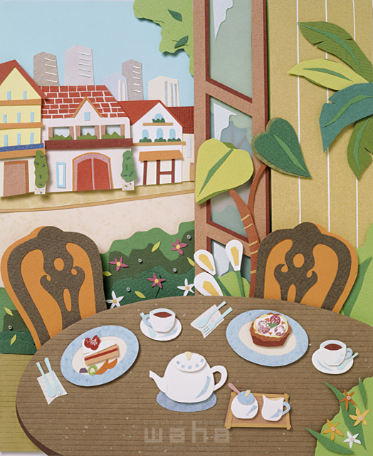 立体 クラフト 工作 街 まち 町 カフェ お茶 ティタイム テーブル 窓 イラスト作品紹介 イラスト 写真のストックフォトwaha ワーハ カンプデータは無料