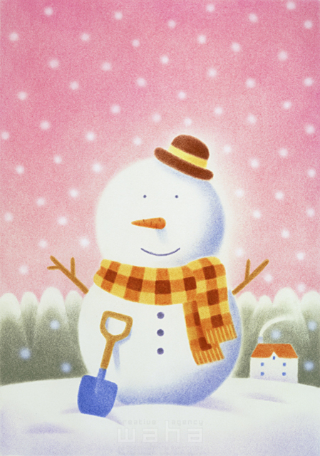イラスト＆写真のストックフォトwaha（ワーハ）　擬人化、雪だるま、キャラクター、冬、雪、クリスマス　チャオ・むかいだ　6-1610c