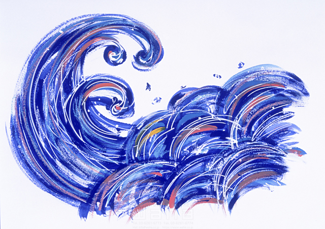 イラスト＆写真のストックフォトwaha（ワーハ）　波、シンボル、シンボリック、マーク、荒波、海、嵐、エネルギー　宮澤 ナツ　6-2049b