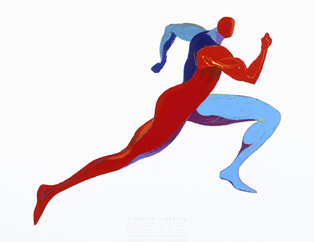 イラスト＆写真のストックフォトwaha（ワーハ）　人、人物イメージ、ヒト、男性、五輪、オリンピック、スポーツ、アスリート、走る、パワフル、パワー、大会、リレー、マラソン、選手、筋肉、エネルギー、肉体美、競技、陸上、短距離、リレー、100M走　岩堀 謙一　6-2099b