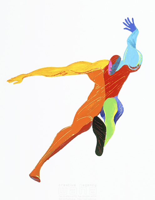 イラスト＆写真のストックフォトwaha（ワーハ）　人、人物イメージ、ヒト、男性、五輪、オリンピック、スポーツ、アスリート、走る、パワフル、パワー、大会、選手、筋肉、エネルギー、肉体美、競技、高跳び、高飛び、陸上、ハードル　岩堀 謙一　6-2108b