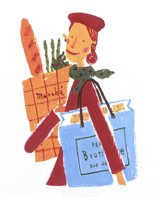 イラスト＆写真のストックフォトwaha（ワーハ）　女性、ショッピング、料理、食材　すがわら けいこ　7-1677b