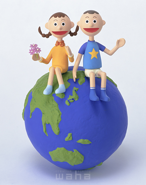 イラスト＆写真のストックフォトwaha（ワーハ）　子供、地球、世界、日本　スプスタ・G　8-0334c