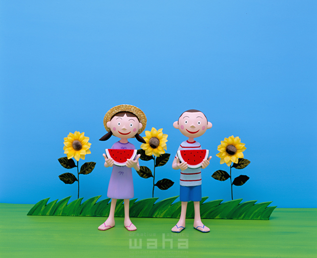 イラスト＆写真のストックフォトwaha（ワーハ）　子供、夏、樹木、葉、花、果実、クラフト、クレイ　MONKEY BUSINESS　8-0476c