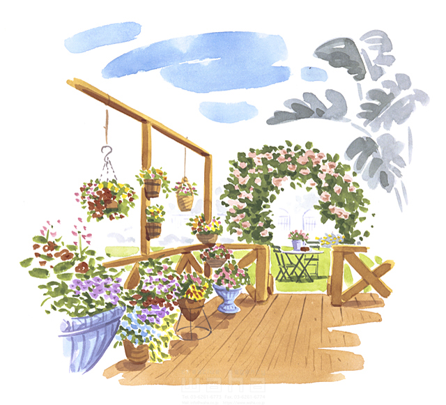 イラスト＆写真のストックフォトwaha（ワーハ）　ガーデンライフ、花、インテリア、水彩　タカヒロ　8-2093b