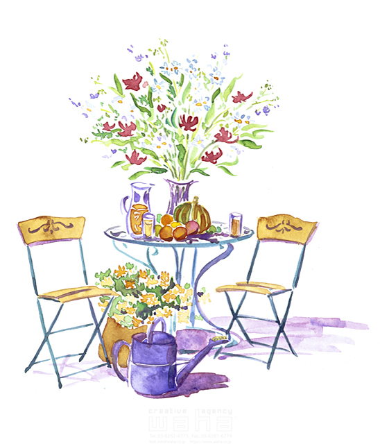 イラスト＆写真のストックフォトwaha（ワーハ）　ガーデンライフ、料理、食材、花、インテリア、水彩　関上 絵美　8-2132b