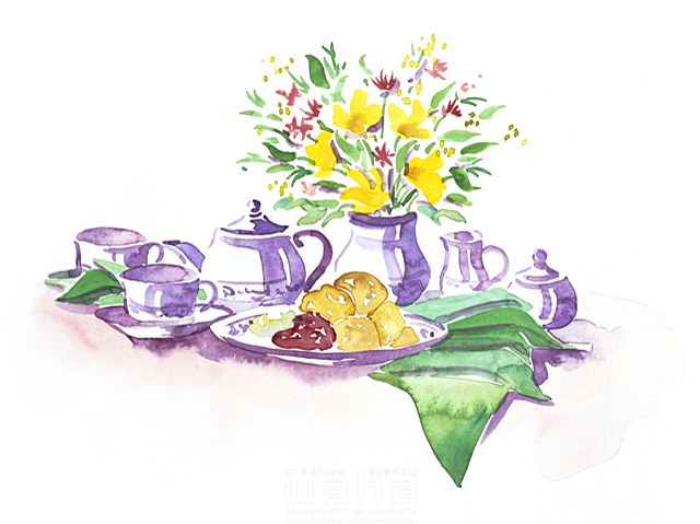 イラスト＆写真のストックフォトwaha（ワーハ）　料理、食材、花、インテリア、水彩　関上 絵美　8-2143b