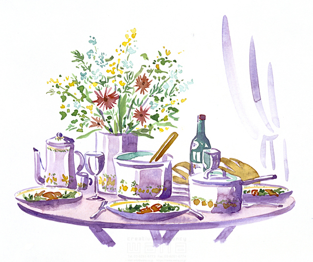 イラスト＆写真のストックフォトwaha（ワーハ）　料理、食材、花、インテリア、水彩　関上 絵美　8-2144b