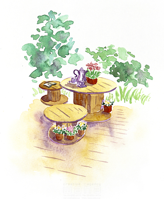 イラスト＆写真のストックフォトwaha（ワーハ）　ガーデンライフ、花、インテリア、水彩　関上 絵美　8-2147b