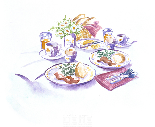 イラスト＆写真のストックフォトwaha（ワーハ）　花、インテリア、料理、食材、水彩　関上 絵美　8-2153b