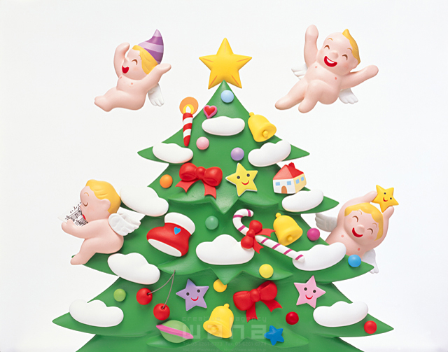 イラスト＆写真のストックフォトwaha（ワーハ）　クリスマスツリー、天使、クラフト　石原 均　9-0109c