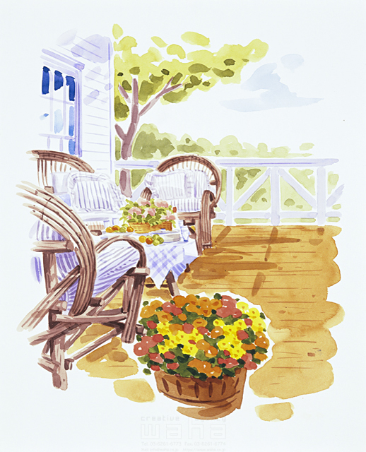イラスト＆写真のストックフォトwaha（ワーハ）　ガーデンライフ、水彩　タカヒロ　9-0756b