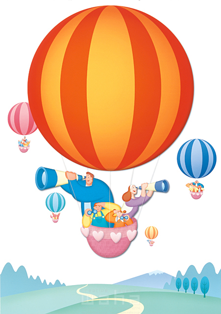 メッセージボード 家族 親子 気球 イラスト作品紹介 イラスト 写真のストックフォトwaha ワーハ カンプデータは無料