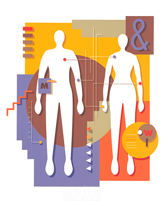 イラスト＆写真のストックフォトwaha（ワーハ）　抽象、夫婦、未来、テクノロジー、人物イメージ　中村 ひでのり　9-1216b