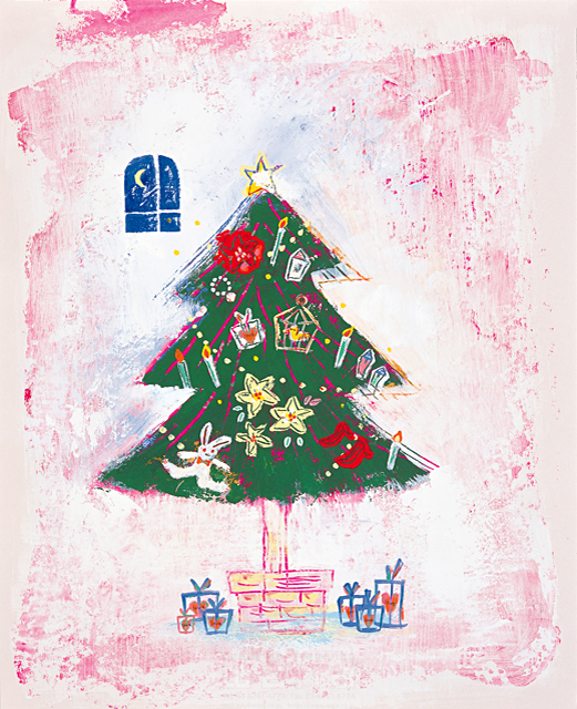 イラスト＆写真のストックフォトwaha（ワーハ）　冬、クリスマスツリー、冬、クリスマスツリー、冬、クリスマスツリー、冬、クリスマスツリー　清水 たまえ　9-1438b