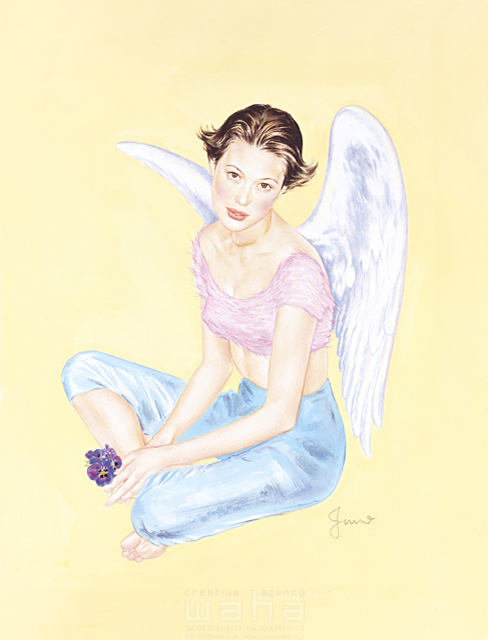 イラスト＆写真のストックフォトwaha（ワーハ）　女性、キャラクター、天使　斉藤 ユノ　9-1905c