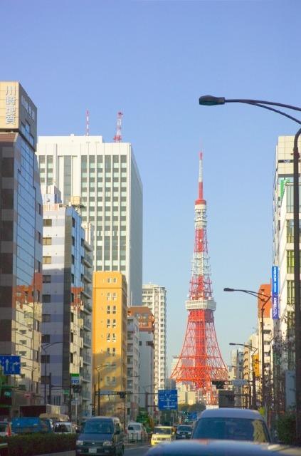 イラスト＆写真のストックフォトwaha（ワーハ）　風景、日本、東京タワー、街、町並み、道路　w1-2275av