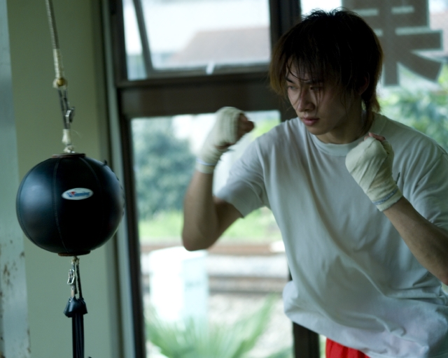 イラスト＆写真のストックフォトwaha（ワーハ）　人物、日本人、若者、男性、20代、1人、屋内、運動、トレーニング、ボクシング　w2-0372bv