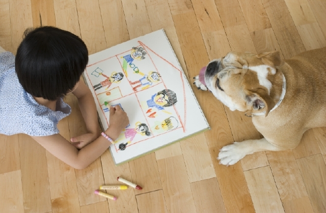 人物 日本人 子供 女の子 ペット 犬 1人 屋内 住宅 リビング 絵を描く ハイアングル お絵かき 落書き らくがき おえかき 絵 描く お絵かき 落書き らくがき おえかき 絵 描く フォト作品紹介 イラスト 写真のストックフォトwaha ワーハ