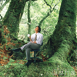 人物 日本人 ビジネスイメージ 合成 ビジネス ビジネスマン 男性 仕事 働く サラリーマン リラックス ティータイム コーヒー 森 自然 イメージ イメージ フォト作品紹介 イラスト 写真のストックフォトwaha ワーハ カンプデータは無料